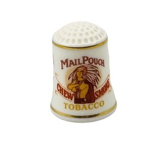 Vintage Franklin Mint Mail Pouch‎ Tobacco Thimble Country Store Porcelain 1980